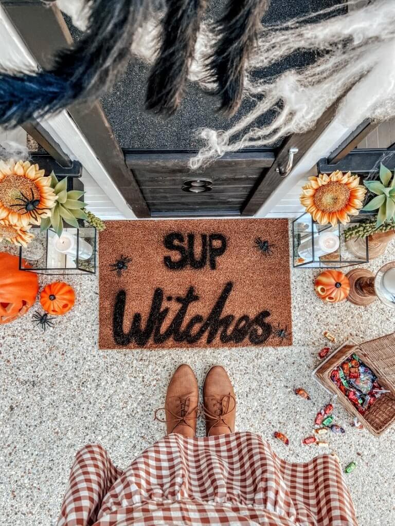 Sup witches! DIY Halloween door mat comin at ya!