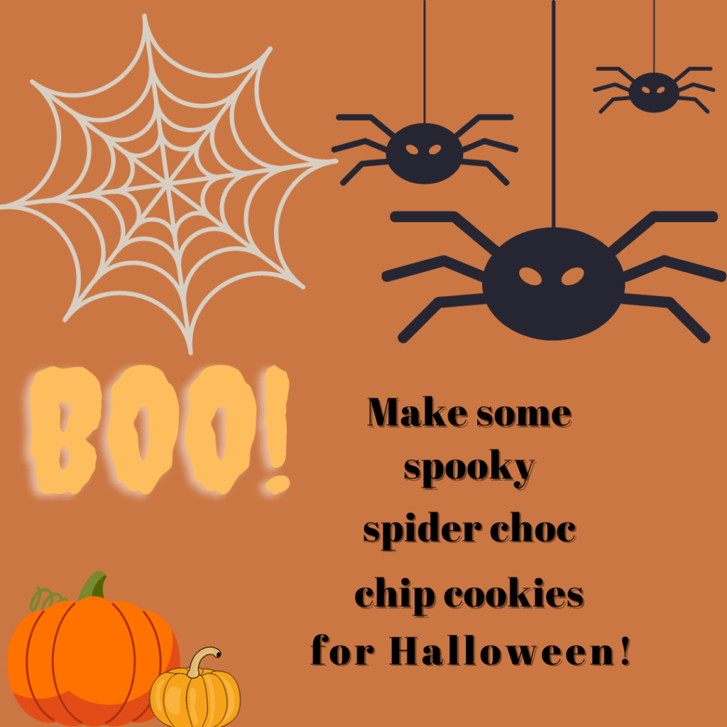 Spooky spider choc chip cookies for Halloween 🕷️